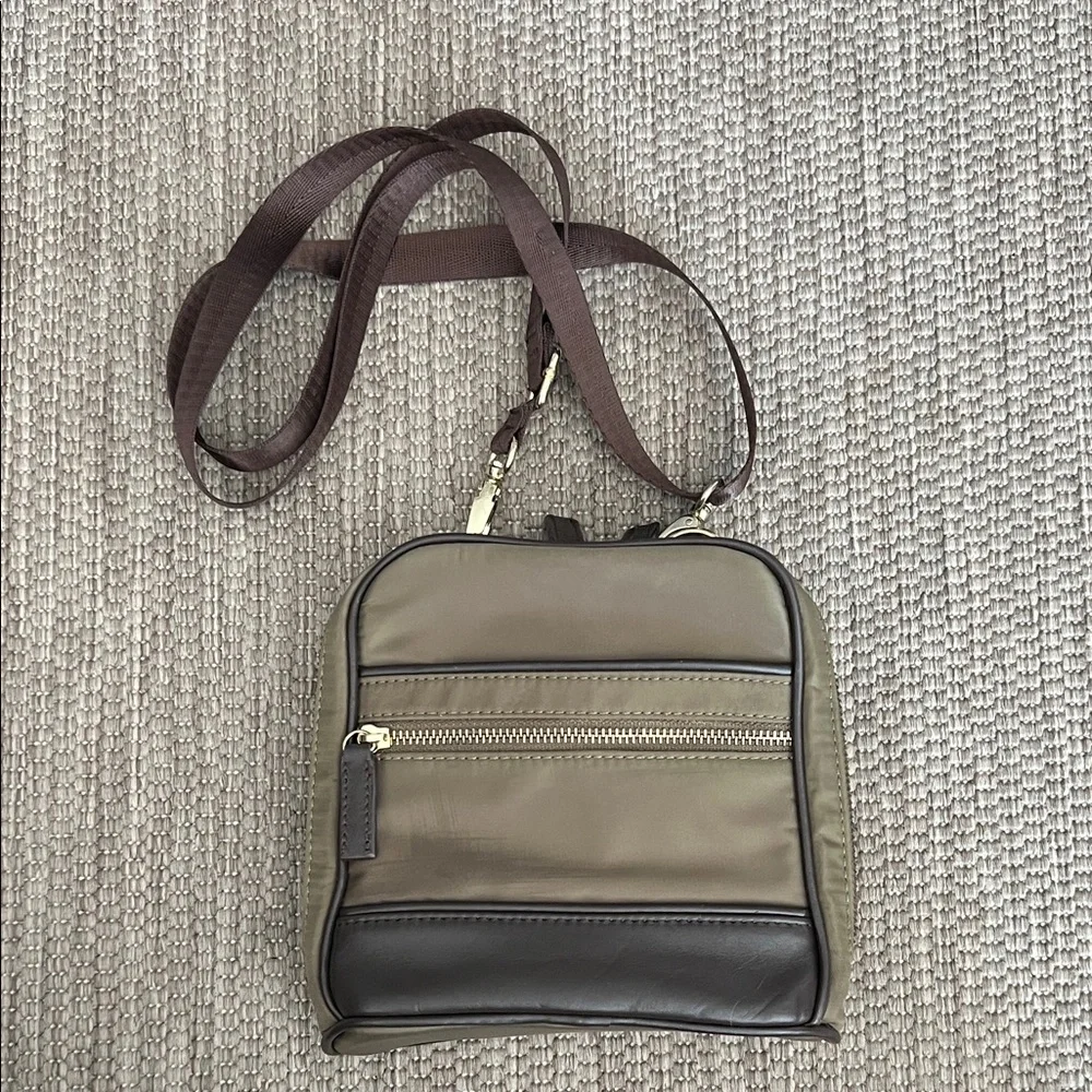 Portagio Casual Travel Olive Green and Brown Organizer Crossbody Bag
